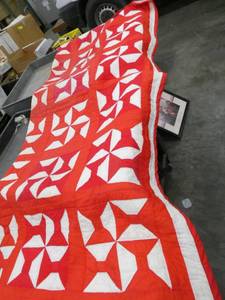 Lot of 3 vintage handmade quilts - all have stains that would need cleaning