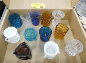 Group of 12 toothpick holders including a couple hobnail