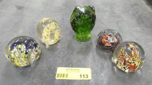 5 glass paperweights