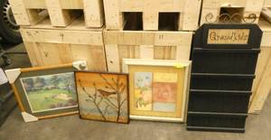 3 framed pictures and a photo holder for the grandkids