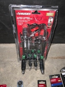 Husky 14-Piece HEX Key Set, Center Punch, 18 in. Wrench & Different Sized Ratchets. Various Conditions. See Pictures