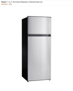 Vissani 7.1 cu. ft. Top Freezer Refrigerator in Stainless Steel Look. See Pictures