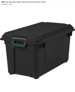 IRIS 82 Qt. Remington Weather Tight Store-It-All Storage Bin in Black. See Pictures