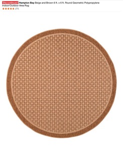 Hampton Bay Beige and Brown 6 ft. x 6 ft. Round Geometric Polypropylene IndoorOutdoor Area Rug. See Pictures