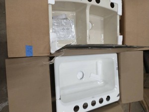 2 KOHLER Bakersfield Undermount Cast Iron 31 in. 5-Hole Single Bowl Kitchen Sink in White AND BEIGE  PLEASE SEE PICTURES
