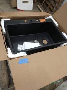2 Kennon Dual Mount Neoroc Granite Composite 33 in. 1-Hole Single Bowl Kitchen Sink in Matte Black