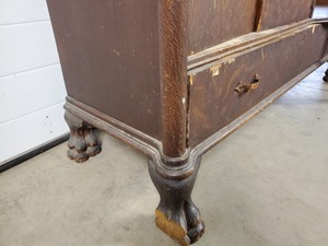 lot 1A image: Rare Antique China Cabinet  Hutch with Curved Glass Door