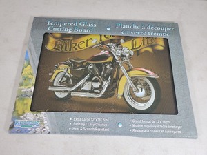 lot 48 image: New Biker For Life Tempered Glass Cutting Board