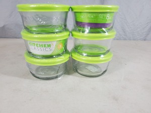 lot 57 image: 6 New Kitchen Classics Glass Food Storage Containers with Lids