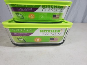 lot 108 image: 2 New Kitchen Classics Glass Containers with Lids