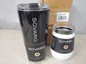 lot 196 image: 2 New Sovaro Stainless Steel Tumblers