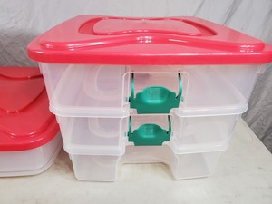 lot 95 image: 4 New 3 Tier Plastic Storage Bins