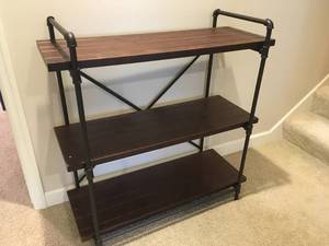 lot 203 image: Wooden Pipe-Style, Free Standing Shelf