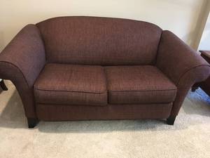 lot 207 image: Coffee-colored Fabric Loveseat