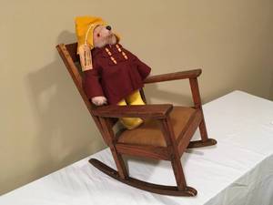 lot 226 image: Vintage Paddington Bear & Antique Childs Rocker