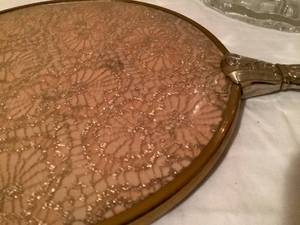 lot 291 image: Antique Hand Mirror & Crystal bowl