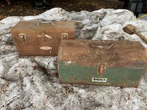 lot 77 image: Vintage Metal Tool Boxes with contents