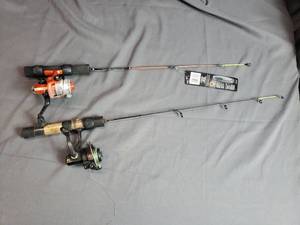 2 Ice Fishing Poles with Reels - One is New
