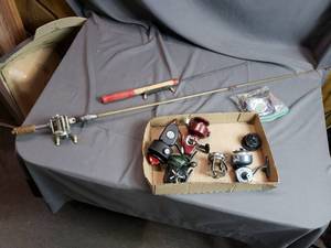 Some Vintage Reels, Ice Fishing Pole
