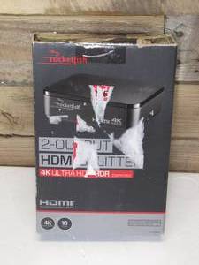 lot 26 image: Rocketfish - 2-Output HDMI Splitter with 4K and HDR Pass-Through - Black