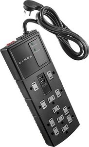 lot 2 image: Dynex - 12-Outlet2-USB Surge Protector Strip - Black