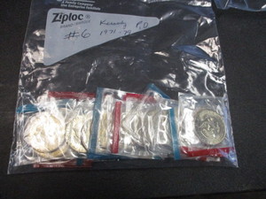 1971 -79 (18) Philadelphia, Denver Brilliant Uncirculated Kennedy Half Dollars in Original Government Packaging Cello