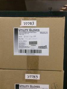 lot 26 image: Lot of 3 Boxes New In Box Ansell Utility Latex Chlorinated Gloves Small, Medium & Large Sizes