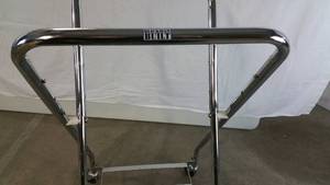 lot 4 image: MSRP $140 Blickman Chrome Folding Adjustable&nbspStainless Steel Mobile Collapsible Laundry Hamper Frame - Like New Condition