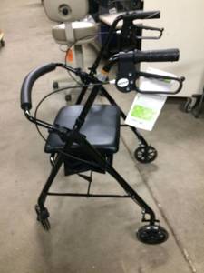 lot 85 image: NEW&nbspMcKesson Four Wheel Rollator Walker with Folding Aluminum Frame 300lb Capacity