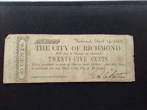 Civil War Fractional Currency - 25c Richmond Note