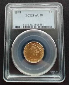1898 Liberty Head Half Eagle $5.00 Gold Coin - AU58