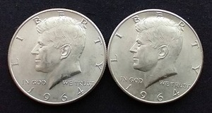 2 90% Silver Kennedy Half Dollars