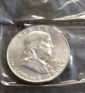 1958-D FRANKLIN HALF DOLLAR UNC SEALED LITTLETON