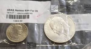 2 US DOLLARS 1974-S 40% SILVER IKE 1979 NARROW RIM SBA LITTLETON SEALED