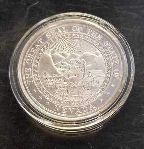 NEVADA GOLD COUNTRY 1 TROY OZ .999 FINE SILVER STATE SEAL ROUND IN AIRTITE