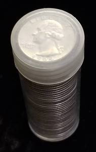 ROLL OF 90% SILVER 1964 WASHINGTON QUARTERS 40 COINS