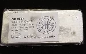10 TROY OZ .999 FINE SILVER BAR NADIR METALS SEALED