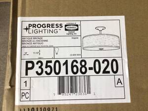 lot 58 image: Progress Lighting Inspire 18 in. Antique Bronze 3-Light Semi-Flush Mount Customer Returns See Pictures