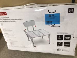 lot 75 image: Delta Adjustable Tub Transfer BenchCustomer Returns See Pictures