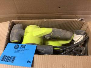 lot 96 image: RYOBI 6 Amp Corded 3 in. x 18 in. Portable Belt Sander  USED Customer Returns See Pictures