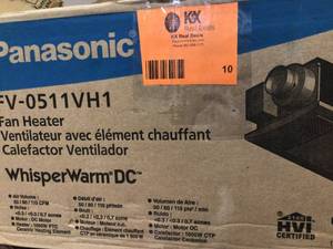 lot 10 image: Panasonic WhisperWarm DC 50-80-110 CFM Ceiling Exhaust Fan with Heater Customer Returns See Pictures