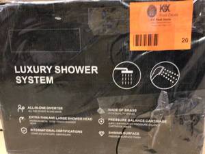 lot 20 image: CASAINC 3-Spray with 2.5 GPM 12 in. 2 Functions Ceiling Mount Dual Shower Heads in Spot in Matte Black (Valve Included) Customer Returns See Pictures