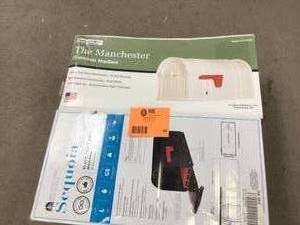 lot 29 image: Postal PRO Manchester Steel and Aluminum White Post Mount Mailbox Customer Returns See Pictures