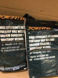 lot 43 image: POWERTEC 75024 High Efficiency Filter Bags for Shop Vac 9066200 10 - 14 Gallon  VF2005, 3PK Customer Returns See PicturesCustomer Returns See Pictures