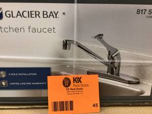 lot 45 image: Glacier Bay Single-Handle Standard Kitchen Faucet in Chrome Customer Returns See Pictures