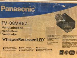 lot 47 image: Panasonic Whisper Recessed Architectural Grade 80CFM Ceiling Flush Mount Dimmable Ventilation Exhaust Fan with LED Light Customer Returns See Pictures