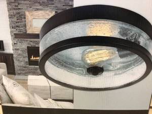 lot 61 image: Globe Electric Carolina 1-Light Dark Bronze Flush Mount Light Customer Returns See Pictures