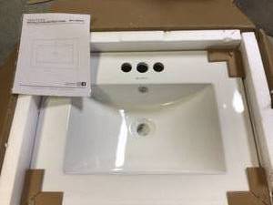 lot 77 image: Swiss Madison 24 in. Ceramic Vanity Top with 3-Faucet Holes with White Basin Customer Returns See Pictures