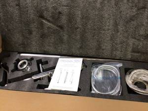 lot 89 image: Classical Freestanding Bathtub Faucet with Hand Shower Hand in Oil Rubbed Bronze Customer Returns See Pictures