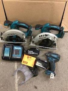 lot 92 image: Makita 18-Volt LXT Lithium-Ion Cordless 6-12 in. Lightweight Circular Saw and General Purpose Blade (Tool-Only)  NOT CHECKED Customer Returns See Pictures